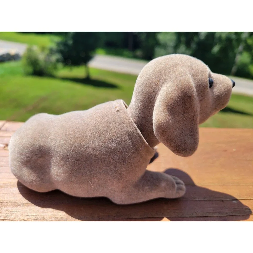 Vintage Flocked Brown Labrador Retriever Bobble Head Figurine Dog 5